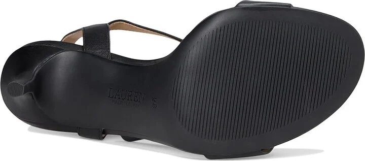 Lauren Ralph Lauren Gwen Burnished Leather Sandal Women's Sandals Black : 10 B - Medium - Image 3