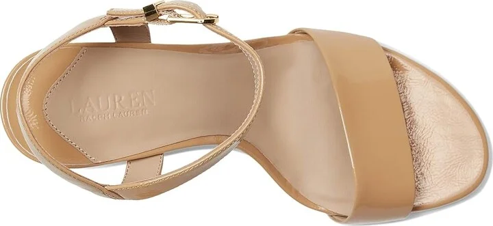 Lauren Ralph Lauren Gwen Crinkle Patent Leather Sandals Women's Sandals Buff : 7 B - Medium - Image 2