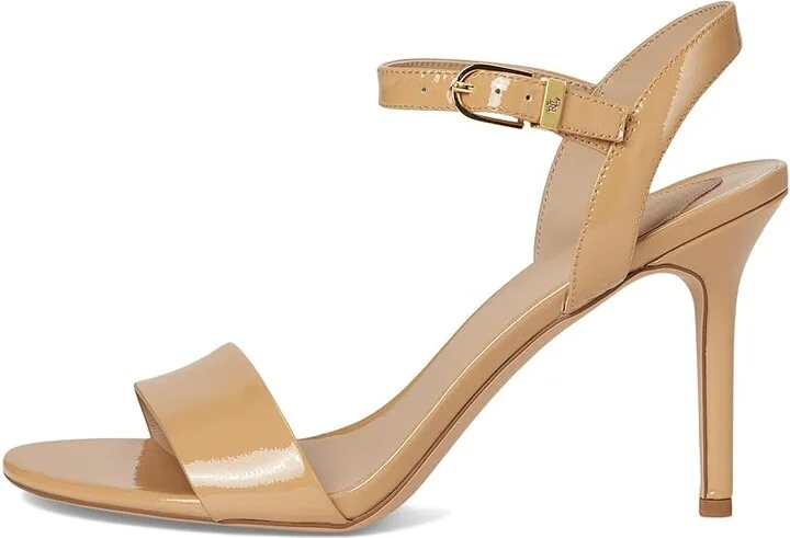 Lauren Ralph Lauren Gwen Crinkle Patent Leather Sandals Women's Sandals Buff : 7 B - Medium - Image 6