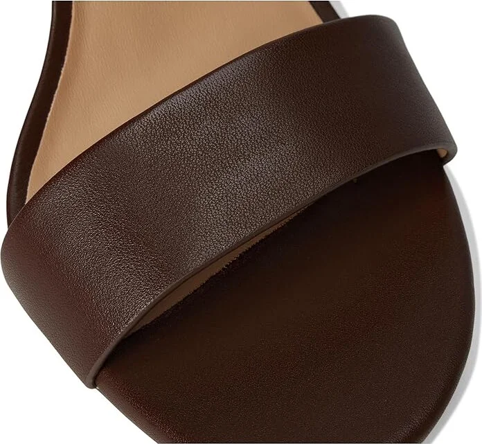 Lauren Ralph Lauren Gwen Nappa Leather Sandals Women's Wedge Shoes Dark Hickory : 9 B - Medium - Image 7