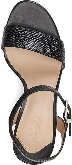 Lauren Ralph Lauren Gwen Sandals Women's Wedge Shoes Black 1 : 11 B - Medium, Leather - Image 2