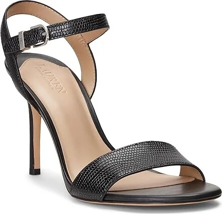 Lauren Ralph Lauren Gwen Sandals Women's Wedge Shoes Black 1 : 11 B - Medium, Leather