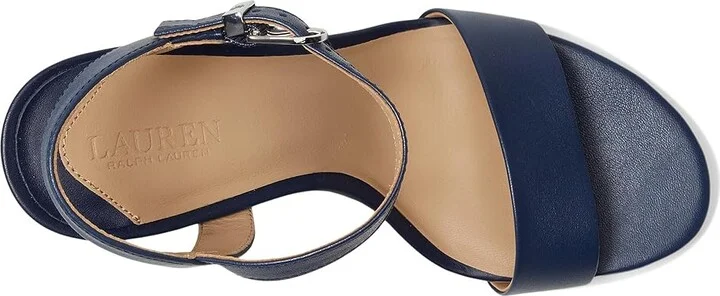 Lauren Ralph Lauren Gwen Sandals Women's Wedge Shoes Refined Navy : 9.5 B - Medium, Leather - Image 2