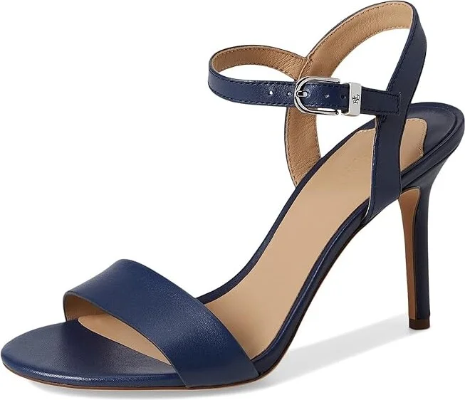Lauren Ralph Lauren Gwen Sandals Women's Wedge Shoes Refined Navy : 9.5 B - Medium, Leather - Image 5
