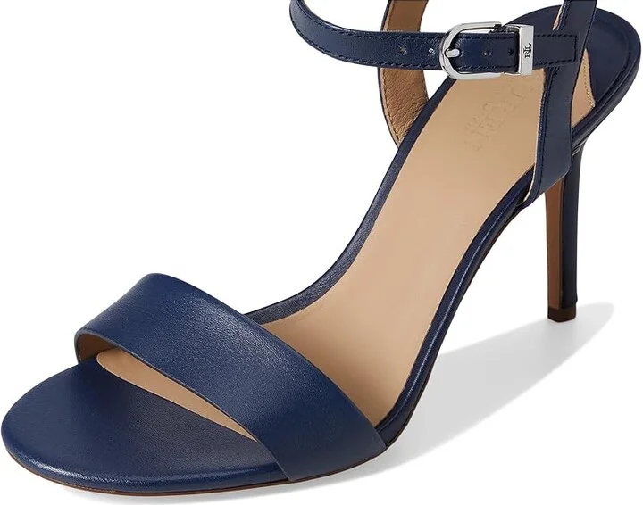 Lauren Ralph Lauren Gwen Sandals Women's Wedge Shoes Refined Navy : 9.5 B - Medium, Leather - Image 7