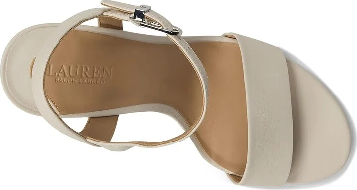 Lauren Ralph Lauren Gwen Sandals Women's Wedge Shoes Soft White : 7 B - Medium, Leather - Image 2