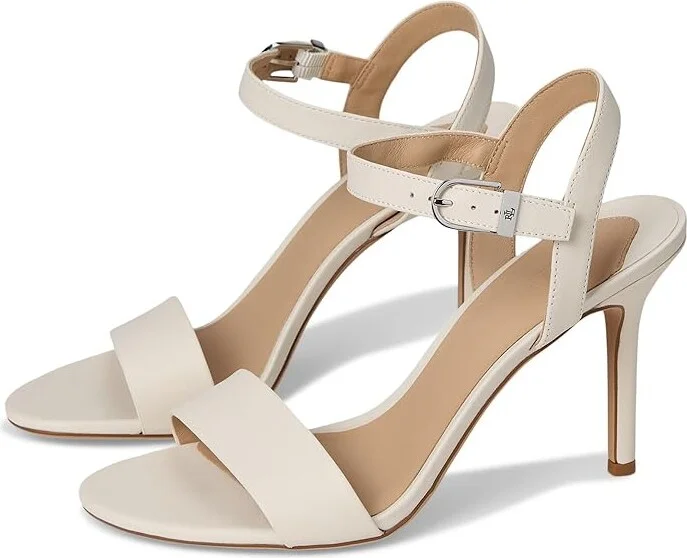 Lauren Ralph Lauren Gwen Sandals Women's Wedge Shoes Soft White : 7 B - Medium, Leather
