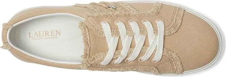 Lauren Ralph Lauren Janson Frayed Canvas Sneakers Women's Shoes Sand Dune : 11 B - Medium - Image 2