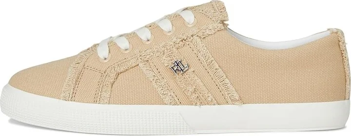 Lauren Ralph Lauren Janson Frayed Canvas Sneakers Women's Shoes Sand Dune : 11 B - Medium - Image 6