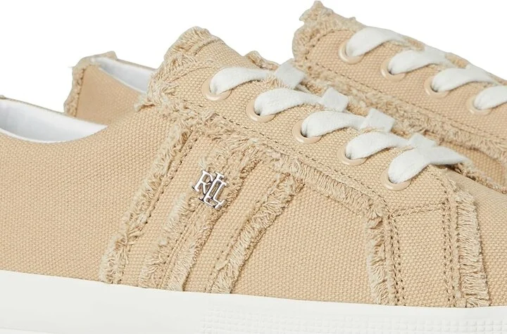 Lauren Ralph Lauren Janson Frayed Canvas Sneakers Women's Shoes Sand Dune : 11 B - Medium - Image 7