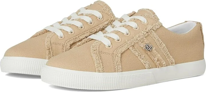 Lauren Ralph Lauren Janson Frayed Canvas Sneakers Women's Shoes Sand Dune : 11 B - Medium