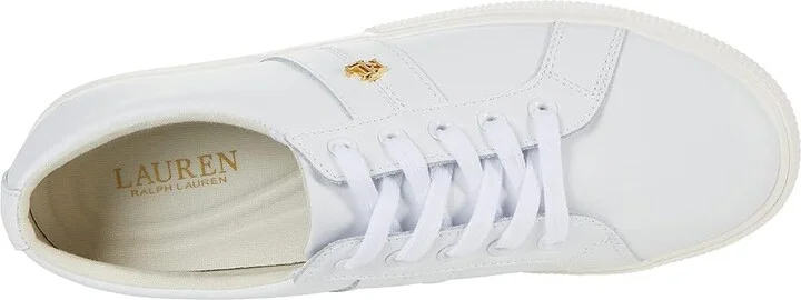 Lauren Ralph Lauren Janson II Action Leather Sneaker Women's Shoes RL White : 10 B - Medium - Image 2