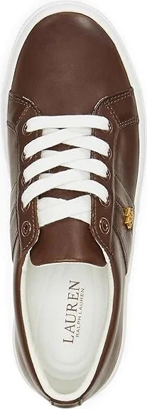 Lauren Ralph Lauren Janson II Burnished Leather Sneakers Women's Shoes Dark Mahogany : 5 B - Medium - Image 2