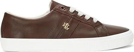 Lauren Ralph Lauren Janson II Burnished Leather Sneakers Women's Shoes Dark Mahogany : 5 B - Medium - Image 4