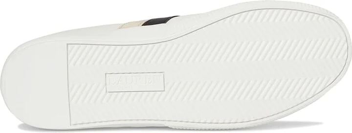 Lauren Ralph Lauren Janson II Color-Blocked Leather Sneakers Women's Shoes Snow White/Black/Sand Dune : 6 B - Medium - Image 3