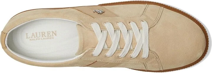Lauren Ralph Lauren Janson II Suede Nappa Leather Sneakers Women's Shoes Sand Dune : 8.5 B - Medium - Image 2