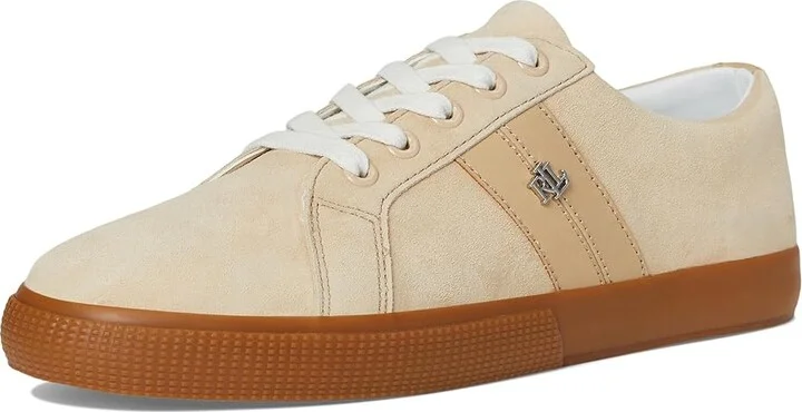 Lauren Ralph Lauren Janson II Suede Nappa Leather Sneakers Women's Shoes Sand Dune : 8.5 B - Medium - Image 5