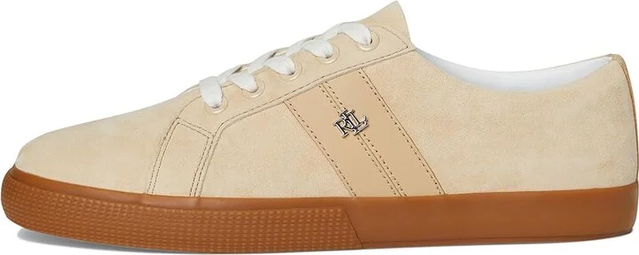 Lauren Ralph Lauren Janson II Suede Nappa Leather Sneakers Women's Shoes Sand Dune : 8.5 B - Medium - Image 6