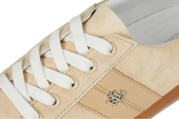 Lauren Ralph Lauren Janson II Suede Nappa Leather Sneakers Women's Shoes Sand Dune : 8.5 B - Medium - Image 7