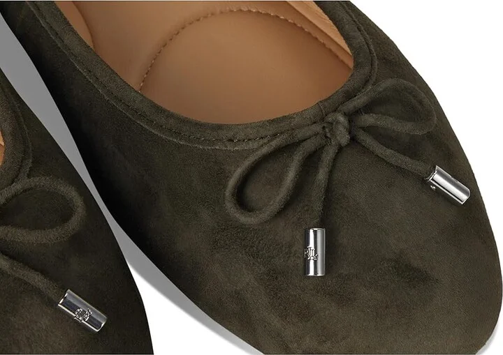 Lauren Ralph Lauren Jayna Ballet Flat Women's Flat Shoes Dark Olive : 5 B - Medium, Leather - Image 7
