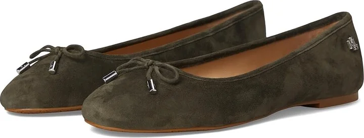 Lauren Ralph Lauren Jayna Ballet Flat Women's Flat Shoes Dark Olive : 5 B - Medium, Leather