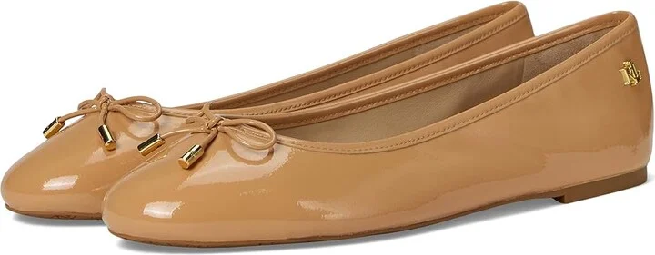 Lauren Ralph Lauren Jayna Crinkle Patent Leather Flats Women's Shoes Buff : 6 B - Medium, Leather/Rubber
