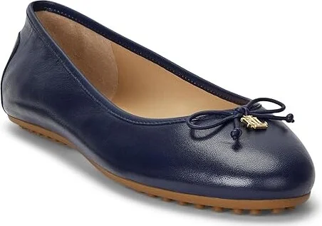 Lauren Ralph Lauren Jayna Driver Flat Women's Flat Shoes Refined Navy : 5 B - Medium, Leather