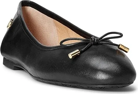 Lauren Ralph Lauren Jayna Flat Women's Flat Shoes Black : 8 B - Medium, Leather