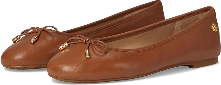 Lauren Ralph Lauren Jayna Flat Women's Flat Shoes Deep Saddle Tan : 8.5 B - Medium, Leather
