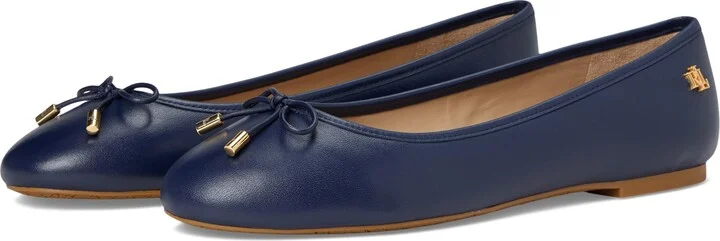 Lauren Ralph Lauren Jayna Nappa Leather Flat Refined Navy 9.5 B (M)