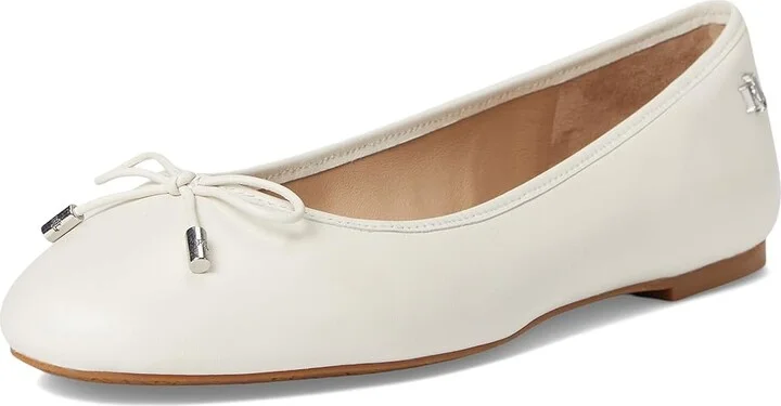 Lauren Ralph Lauren Jayna Nappa Leather Flat Women's Flat Shoes Soft White : 9 B - Medium, Leather/Nappa - Image 5