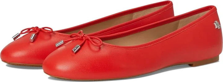 Lauren Ralph Lauren Jayna Nappa Leather Flats High Women's Heels Bright Vermilion : 7.5 B - Medium