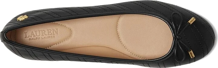 Lauren Ralph Lauren Jayna Stitched Leather Flat Women's Flat Shoes Black/Black : 11 B - Medium, Leather/Rubber - Image 2