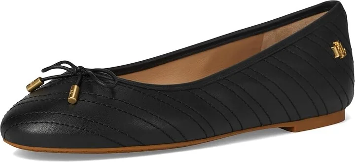 Lauren Ralph Lauren Jayna Stitched Leather Flat Women's Flat Shoes Black/Black : 11 B - Medium, Leather/Rubber - Image 5