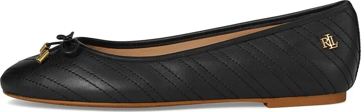 Lauren Ralph Lauren Jayna Stitched Leather Flat Women's Flat Shoes Black/Black : 11 B - Medium, Leather/Rubber - Image 6