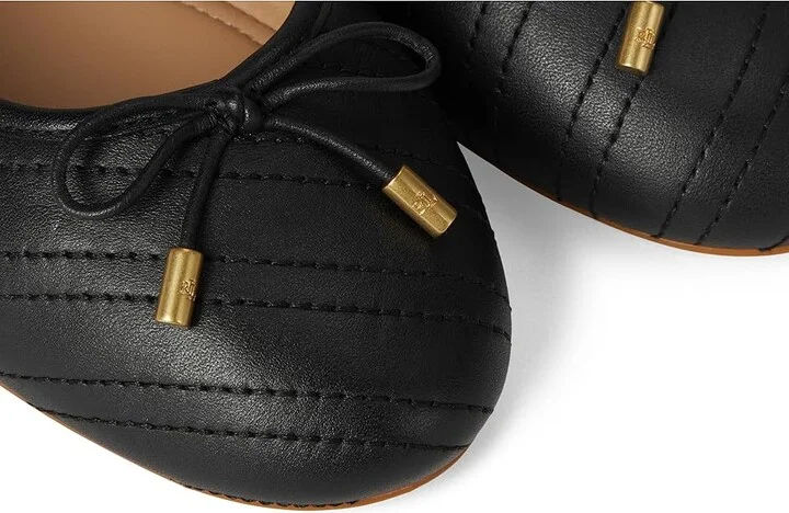 Lauren Ralph Lauren Jayna Stitched Leather Flat Women's Flat Shoes Black/Black : 11 B - Medium, Leather/Rubber - Image 7