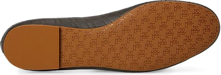 Lauren Ralph Lauren Jayna Stitched Leather Flat Women's Flat Shoes Dark Olive/Dark Olive : 8 B - Medium, Leather/Rubber - Image 3