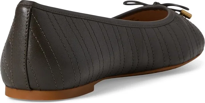 Lauren Ralph Lauren Jayna Stitched Leather Flat Women's Flat Shoes Dark Olive/Dark Olive : 8 B - Medium, Leather/Rubber - Image 4