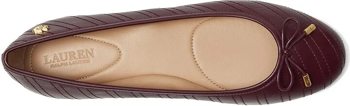 Lauren Ralph Lauren Jayna Stitched Leather Flat Women's Flat Shoes Pinot Noir/Pinot Noir : 5.5 B - Medium, Leather/Rubber - Image 2
