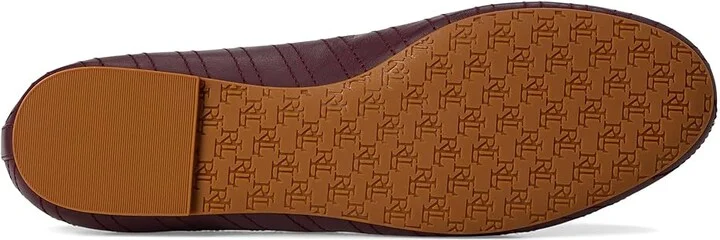 Lauren Ralph Lauren Jayna Stitched Leather Flat Women's Flat Shoes Pinot Noir/Pinot Noir : 5.5 B - Medium, Leather/Rubber - Image 3