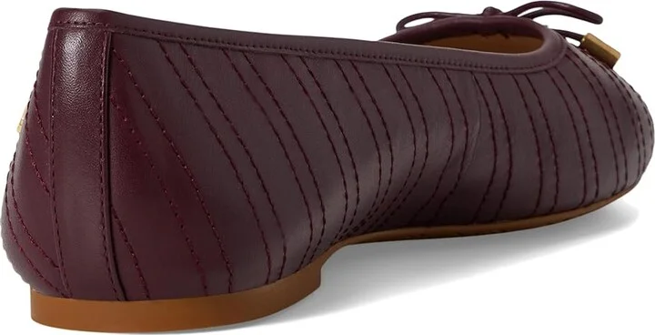 Lauren Ralph Lauren Jayna Stitched Leather Flat Women's Flat Shoes Pinot Noir/Pinot Noir : 5.5 B - Medium, Leather/Rubber - Image 4