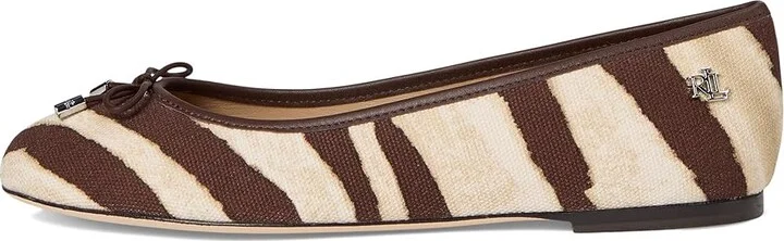 Lauren Ralph Lauren Jayna Zebra-print Canvas Flats High Women's Heels Zebra/Dark Hickory : 9 B - Medium - Image 6
