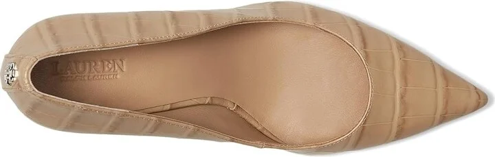 Lauren Ralph Lauren Lanette Crocodile Embossed Leather Pumps High Women's Heels Dark Sand Dune : 8 B - Medium - Image 2