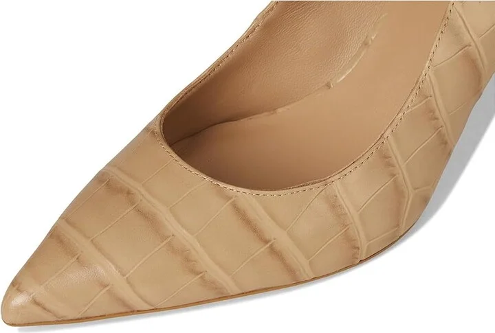 Lauren Ralph Lauren Lanette Crocodile Embossed Leather Pumps High Women's Heels Dark Sand Dune : 8 B - Medium - Image 7