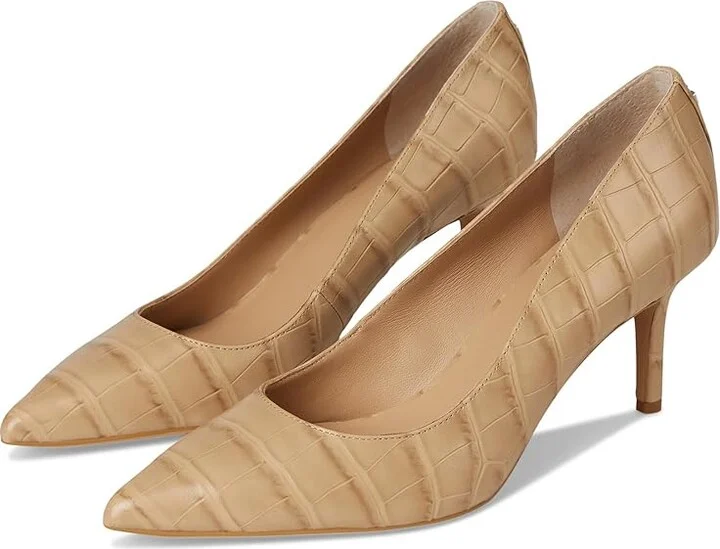 Lauren Ralph Lauren Lanette Crocodile Embossed Leather Pumps High Women's Heels Dark Sand Dune : 8 B - Medium