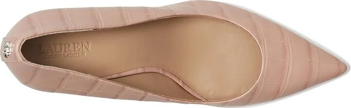 Lauren Ralph Lauren Lanette Crocodile Embossed Leather Pumps High Women's Heels Sunrise Blush : 9 B - Medium - Image 2