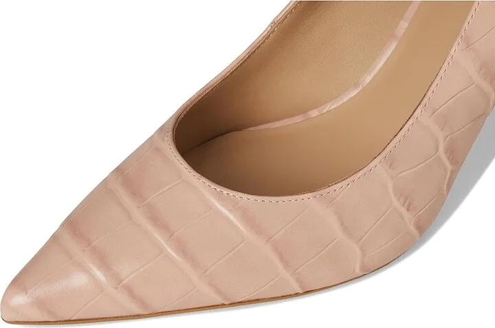 Lauren Ralph Lauren Lanette Crocodile Embossed Leather Pumps High Women's Heels Sunrise Blush : 9 B - Medium - Image 7