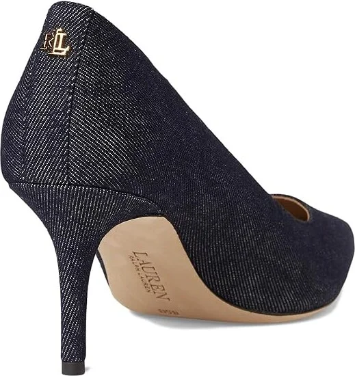 Lauren Ralph Lauren Lanette Denim Pumps High Women's Heels Dark Denim : 9 B - Medium, Leather/Rubber - Image 4