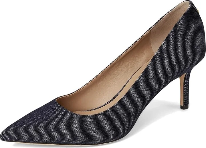 Lauren Ralph Lauren Lanette Denim Pumps High Women's Heels Dark Denim : 9 B - Medium, Leather/Rubber - Image 5