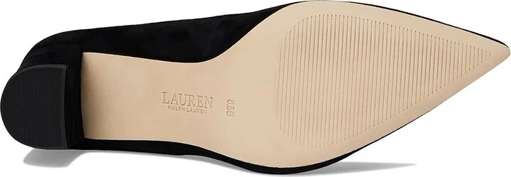 Lauren Ralph Lauren Lanette Suede Block-Heel Pumps High Women's Heels Black : 7 B - Medium - Image 3